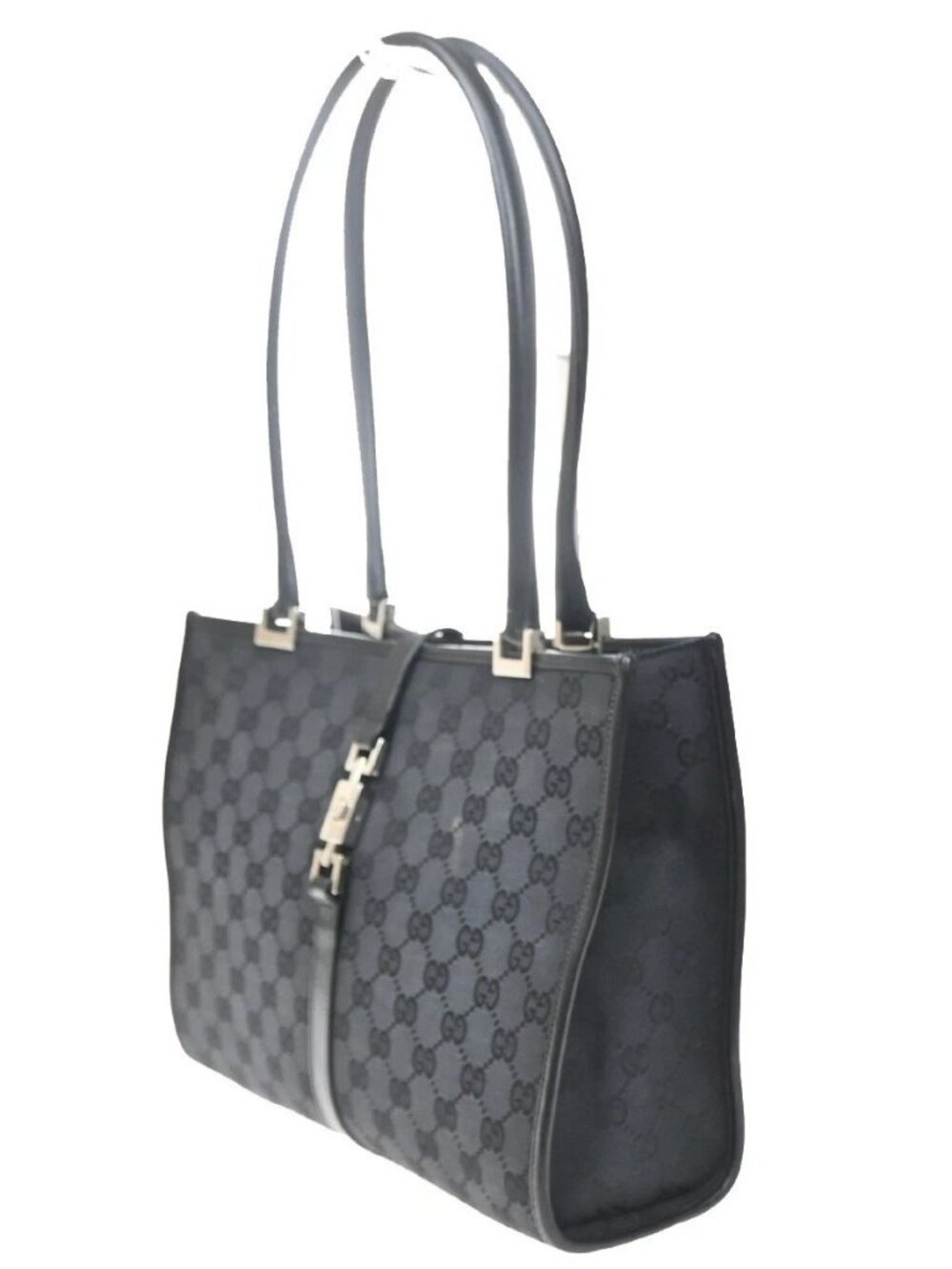 Gucci GG Pattern Jackie Shoulder Tote Bag Canvas Leather Black Italy 79SA077 - Picture 2 of 14